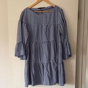Zara Blue and White Checkered Dress